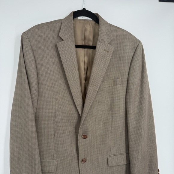 Lauren Ralph Lauren Sport Coat size 42L Jacket Blazer 2 Button tan micro-plaid - Picture 6 of 13